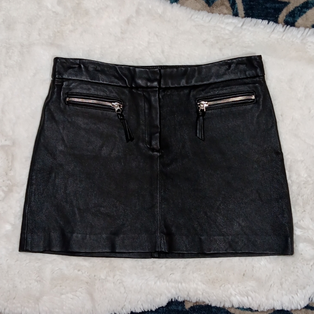 Milly black leather mini skirt womens sz 4